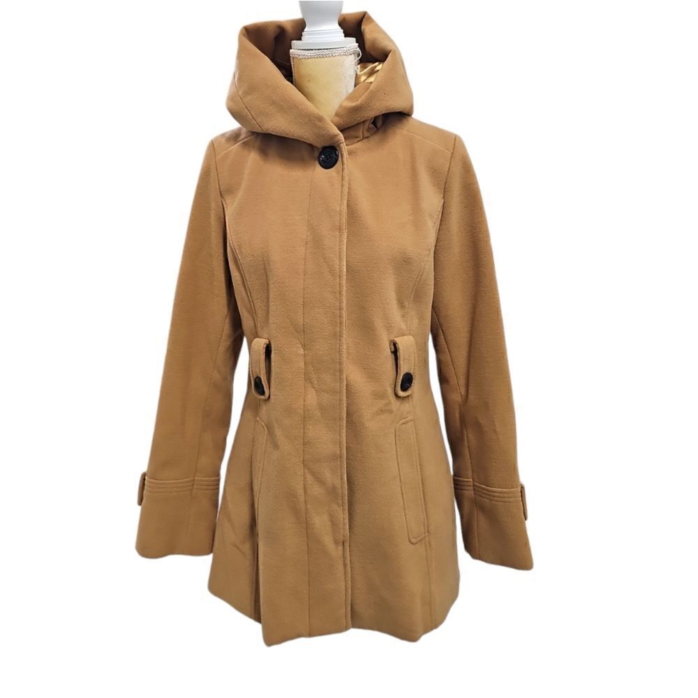 George Camel Tan Hooded Jacket, Size Medium‎